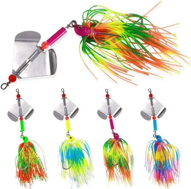 Main image of 4pcs Fishing Lures 12.6 cm 12g Blade Metal Bait With Rubber Skirt Artificial Wobbler Buzzbait Jigging Lure Spinner Spoon For Pike (box kit)