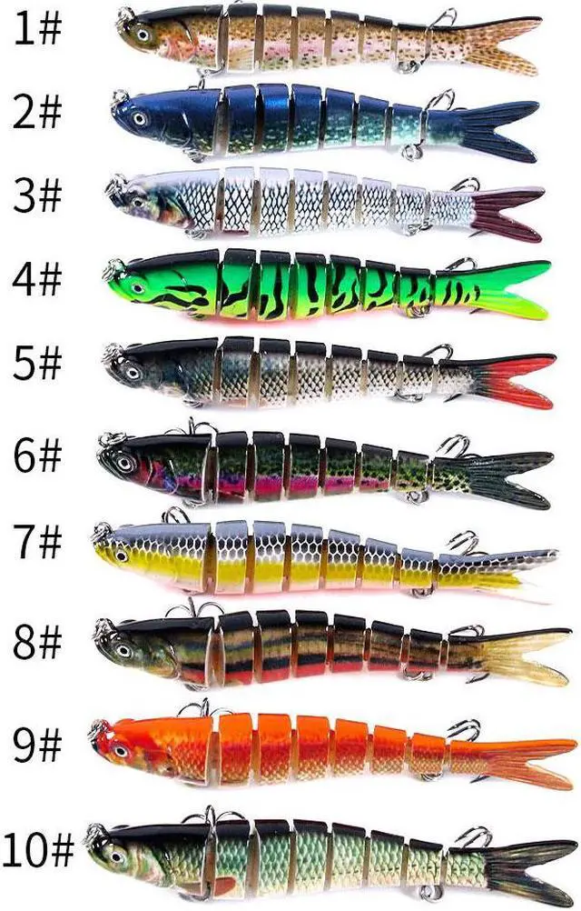 Alt view image 2 of 7 - 10pcs 10cm 11.4g Sinking Wobblers 8 Segments Fishing Lures Multi Jointed Swimbait Hard Bait Fishing Tackle For Bass Isca Crankbait