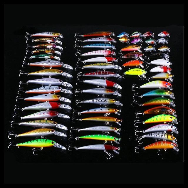 56pcs Topwater Minnow Fishing Lures Kit, Artificial Tackle Crank Baits For  Freshwater 