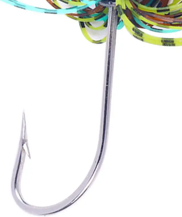 Alt view image 7 of 7 - 5pcs Fishing Chatterbait, Metal Blade Spinner Lure With Rubber Skirt Artificial Wobbler Buzzbait Jigging Spoon For Pike