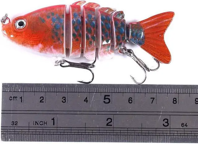 Alt view image 3 of 7 - 10pc Fishing Lure With 3D Eyes, 6-Segment Lifelike Fishing Hard Lure Crankbait With 2 Hooks Fishing Baits For Bass Pike 3.15in (8cm )13g, Fishing Accessories