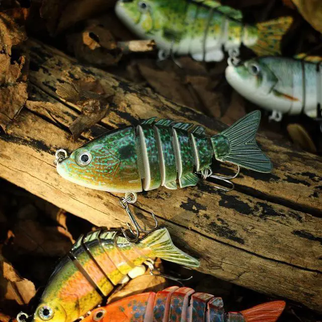 Alt view image 5 of 7 - 10pc Fishing Lure With 3D Eyes, 6-Segment Lifelike Fishing Hard Lure Crankbait With 2 Hooks Fishing Baits For Bass Pike 3.15in (8cm )13g, Fishing Accessories
