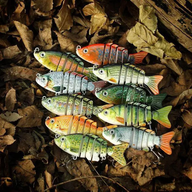Alt view image 6 of 7 - 10pc Fishing Lure With 3D Eyes, 6-Segment Lifelike Fishing Hard Lure Crankbait With 2 Hooks Fishing Baits For Bass Pike 3.15in (8cm )13g, Fishing Accessories