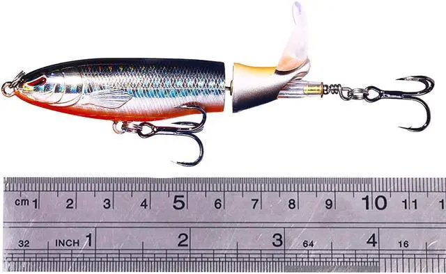 Alt view image 6 of 7 - 5pcs 13g/10cm Floating Whopper Popper Fishing Pencil Lure Hard Rotating Tail, Swimbaits Hard Lure Fishing Tackle Kits Lifelike