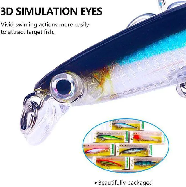 Alt view image 5 of 7 - 8pcs Suspending Minnow Bait With Treble Hooks, Jerkbait Long Casting Crankbait Wobbler For Fishing, Hard Bait 8cm/3.14in 5.5g