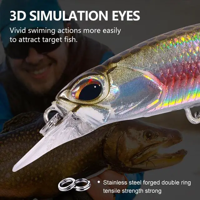 Alt view image 6 of 7 - 8pcs Minnow Fishing Lure Set Wobbler Crankbait Isca Artificial Hard Bait Carp Mini Fishing Lures Pesca Tackle, 2.95in/7.5cm, 5.1g, 10# Fish Hook