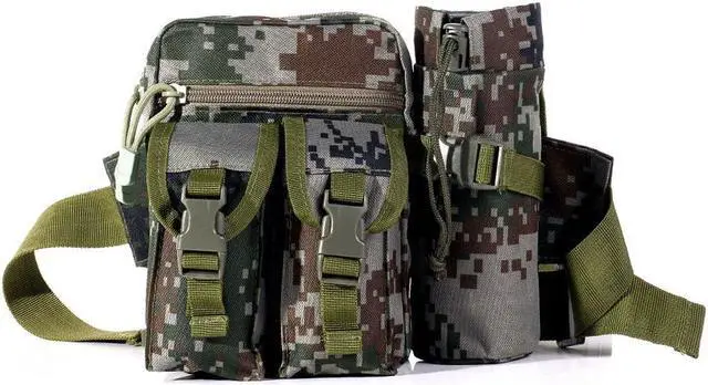 Alt view image 7 of 7 - Camouflage Tactical Multi-purpose Kettle Waist Bag Sports Water Bottle Pocket Canvas Unisex Fanny Hip Purse Travel Running