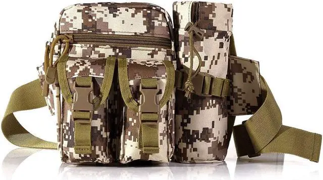 Main image of Camouflage Tactical Multi-purpose Kettle Waist Bag Sports Water Bottle Pocket Canvas Unisex Fanny Hip Purse Travel Running desert