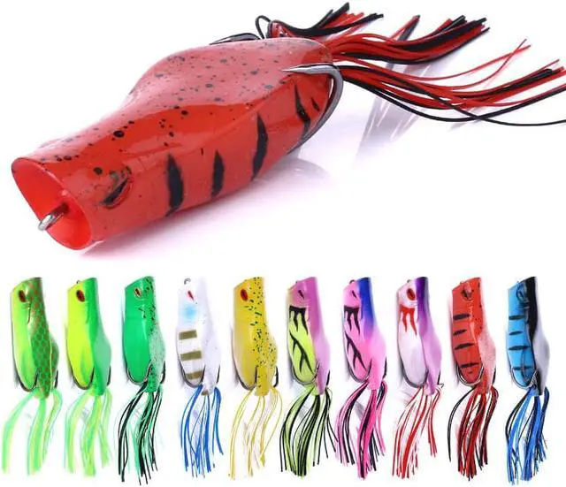 Main image of 10pc Frog Fishing Lure, Sillicon Bait, Fake Lure For Snakehead Bass Pike Bait, Fishing Gear 7cm/2.75in 14g