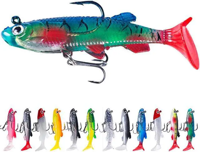 Main image of 12pcs pesca Jigging Hooks Wobblers Silicone Soft Bait 8cm 12g T Tail Swimbait Artificial Rubber Bait Pike for Bass Carp Fishing Lures
