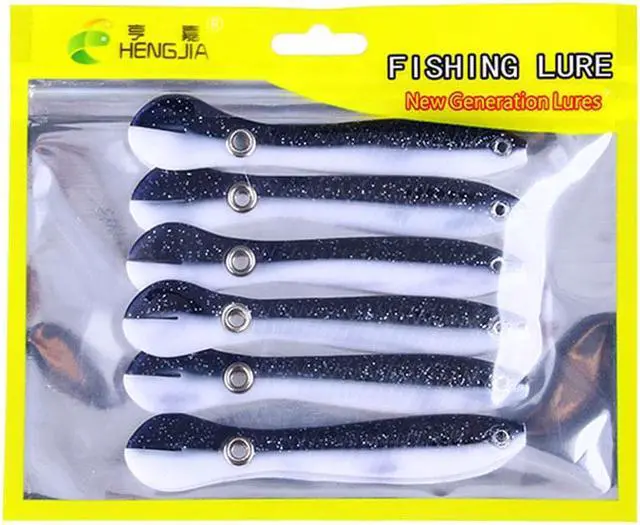Main image of 6Pcs Soft Bionic Swimming Fishing Lures Loach Artificial Bait with Rotating Spins Tail Slow Sinking Bass Swimbaits Simulation Saltwater Freshwater Fake Baits for Pike Trout(10colors can choose) White