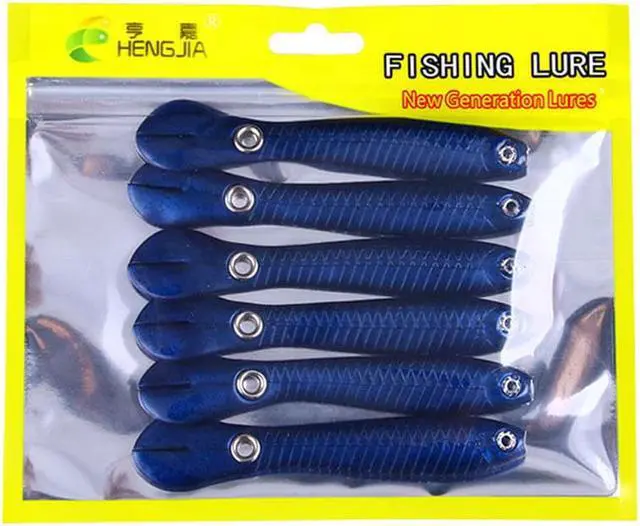 Main image of 6Pcs Soft Bionic Swimming Fishing Lures Loach Artificial Bait with Rotating Spins Tail Slow Sinking Bass Swimbaits Simulation Saltwater Freshwater Fake Baits for Pike Trout(10colors can choose) Blue