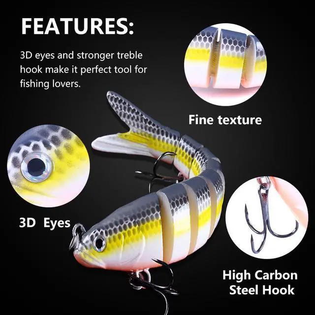 Alt view image 4 of 7 - 12pcs 13.7cm 27g Sinking Wobblers 8 Segments Fishing Lures Multi Jointed Swimbait Hard Bait Fishing Tackle For Bass Isca Crankbait