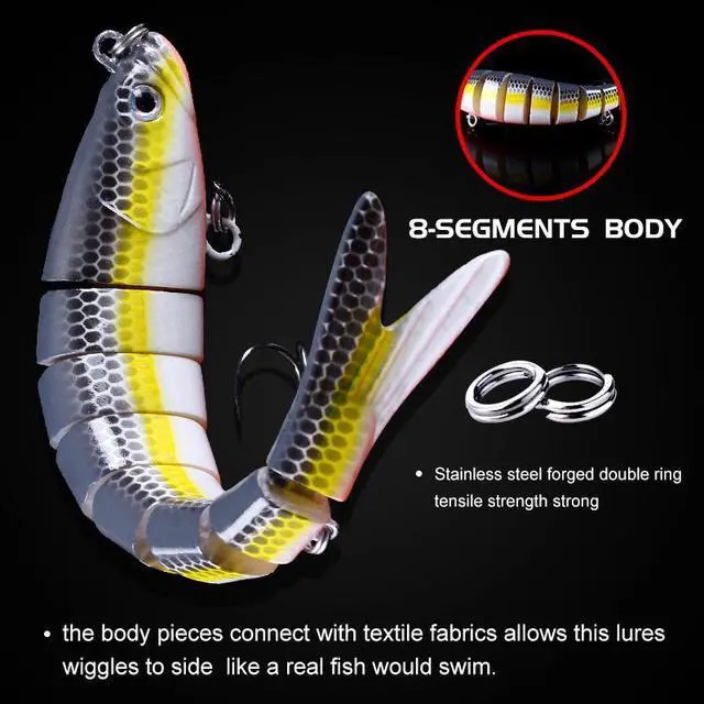 Alt view image 6 of 7 - 12pcs 13.7cm 27g Sinking Wobblers 8 Segments Fishing Lures Multi Jointed Swimbait Hard Bait Fishing Tackle For Bass Isca Crankbait
