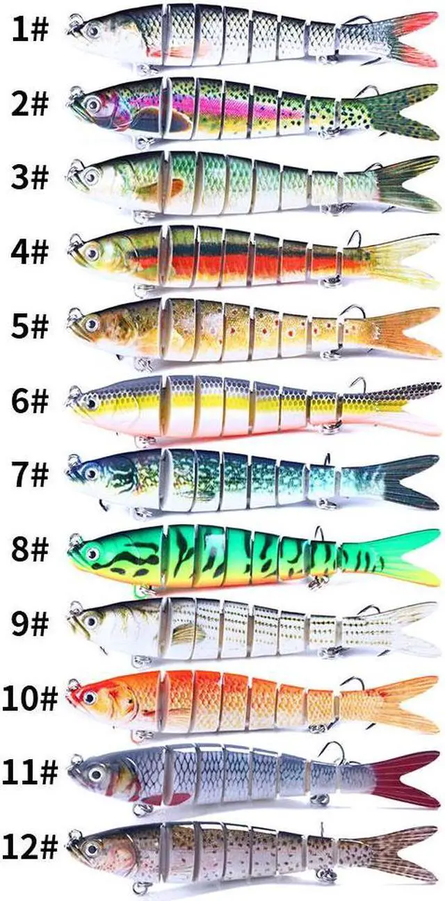 Alt view image 2 of 7 - 12pcs 13.7cm 27g Sinking Wobblers 8 Segments Fishing Lures Multi Jointed Swimbait Hard Bait Fishing Tackle For Bass Isca Crankbait