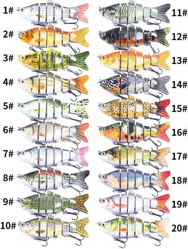 Alt view image 2 of 7 - 20pcs Fishing Lure 10cm 20g 3D Eyes 6-Segment Lifelike Fishing Hard Lure Crankbait With 2 Hook Fishing Baits Pesca Cebo for Bass Pike