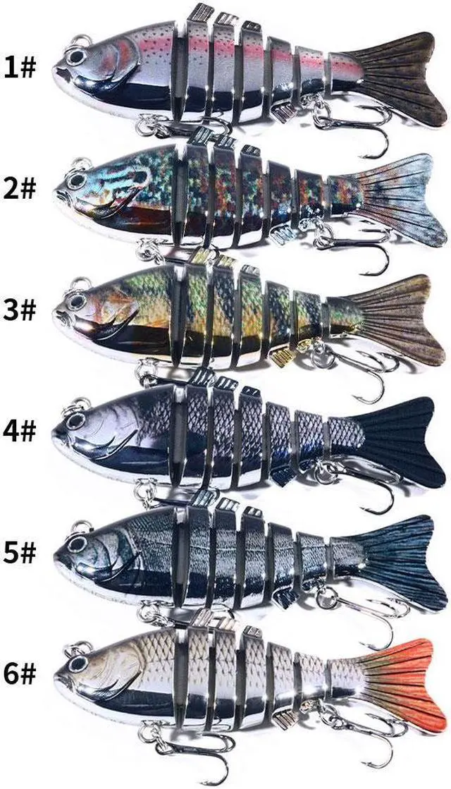 Alt view image 3 of 6 - 6PCS 10cm 24g Fishing Lure 3D Eyes 7-Segment Lifelike Fishing Hard Lure Crankbait With 2 Hook Fishing Baits Pesca Cebo for Bass Pike