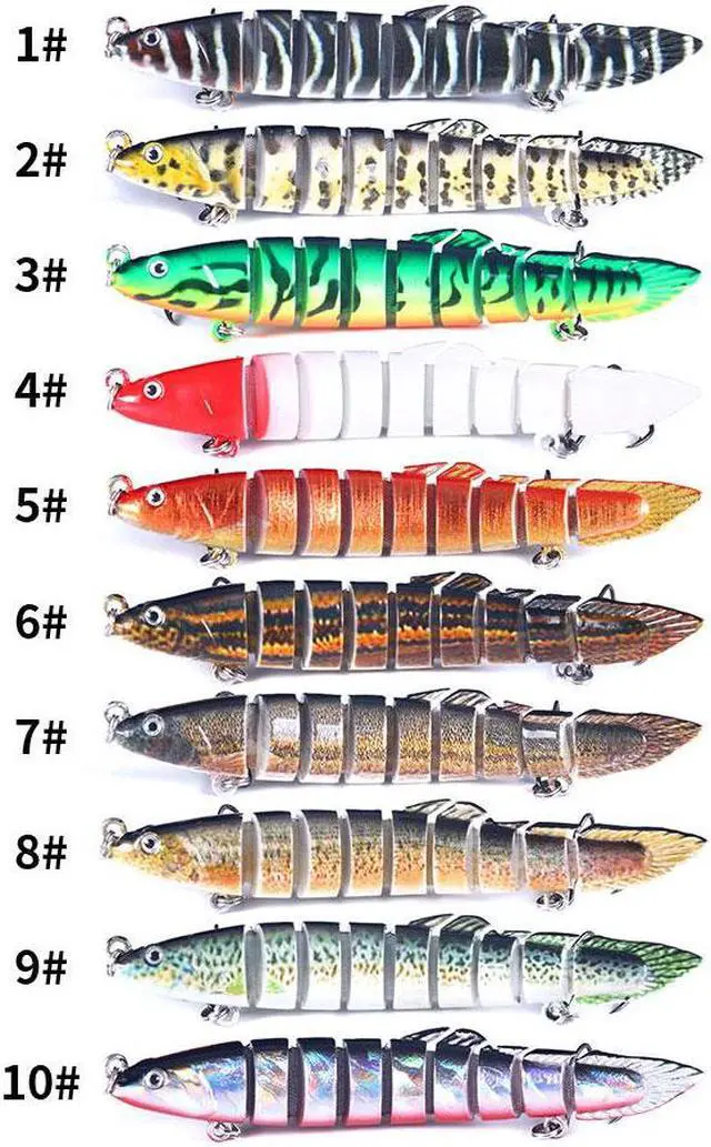 Alt view image 2 of 7 - 10pcs 10cm 10g Sinking Wobblers 9 Segments Fishing Lures Multi Jointed Swimbait Hard Bait Fishing Tackle For Bass Isca Crankbait