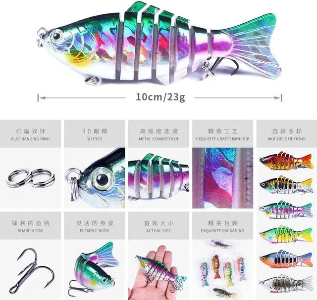 Alt view image 4 of 6 - 6pcs Sinking Wobblers 7Segments Fishing Lures Multi Jointed Swimbait Hard Bait Fishing Tackle For Bass Isca Crankbait
