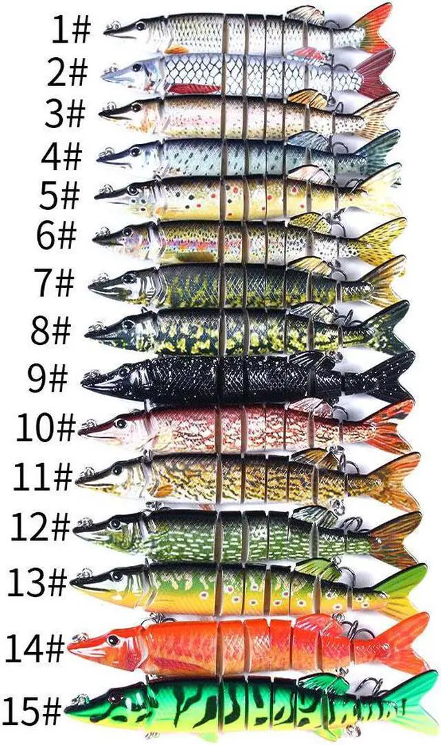 Alt view image 2 of 7 - 15pcs Fishing lures  Sinking Wobblers 7 Segments Multi Jointed Swimbait Hard Bait Fishing Tackle For Bass Isca Crankbait,20cm-67.5g- 2#hook