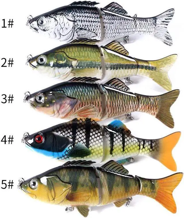 Alt view image 2 of 6 - 5pcs 3D Eyes Sinking Wobblers Fishing Lures - Catch More Bass & Pike with this Multi Jointed Swimbait Hard Bait,10cm-18g- 6# hook