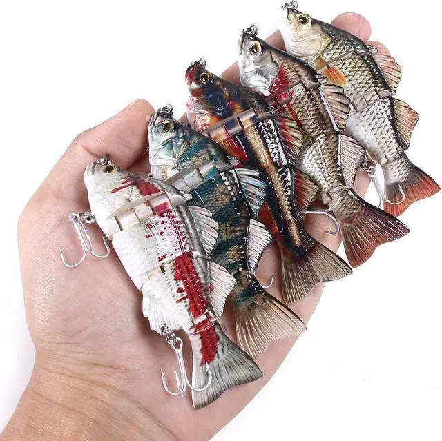 Alt view image 2 of 7 - 5pcs Multi Jointed Swimbait Fishing Lures Bait 4 Segment Big Giant Sinking Fishing Bass Lures,Crankbaits Swimbaits with Treble Hook,10cm  22g
