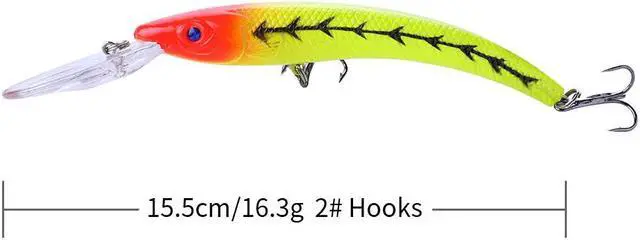 Alt view image 3 of 7 - 10PCS 15.5cm / 16.3g Wobbler Fishing Lure Big Crank Bait Minnow Bass Trolling Artificial Bait Pike Carp Lures Fishing