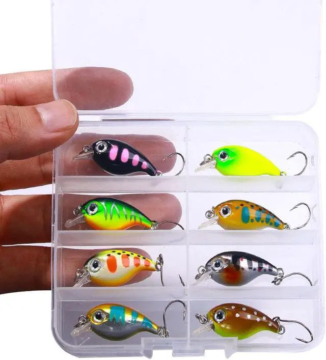 Main image of 8pcs Minnow Fishing Lure 3.6cm 1.9g Crankbait Hard Bait Topwater Artificial Wobbler Bass Pike Carp pesca Fishing Accessories BOX KIT
