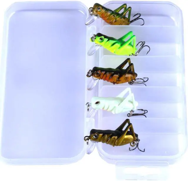 Alt view image 2 of 5 - 5Pcs 3.5cm 3.5g Grasshopper insects Fishing Lures Flying Wobbler Lure hard bait Lifelike Artificial baits Bass Swimbait Pesca,BOX KIT