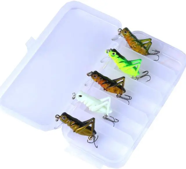 Main image of 5Pcs 3.5cm 3.5g Grasshopper insects Fishing Lures Flying Wobbler Lure hard bait Lifelike Artificial baits Bass Swimbait Pesca,BOX KIT