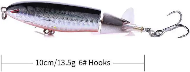 Alt view image 7 of 7 - 8pcs 10cm 13.5g Pencil Popper Topwater Fishing Lure Artificial Bait Hard Popper Soft Rotating Tail Fishing Tackle