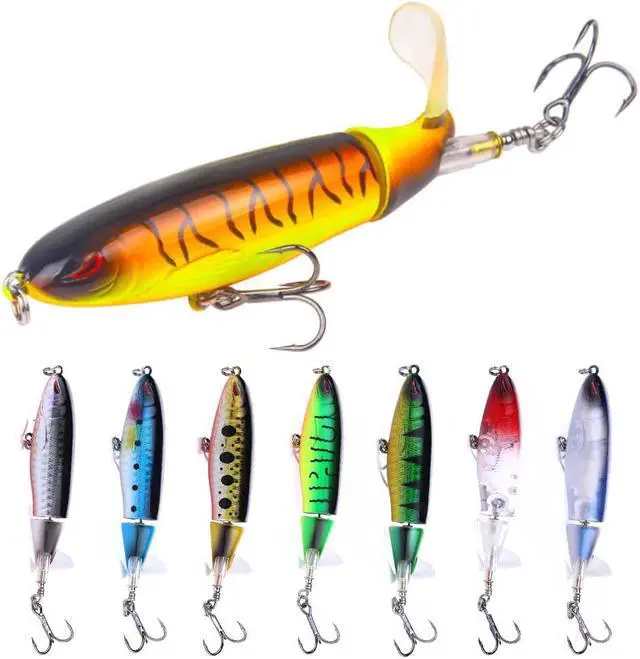Main image of 8pcs 10cm 13.5g Pencil Popper Topwater Fishing Lure Artificial Bait Hard Popper Soft Rotating Tail Fishing Tackle