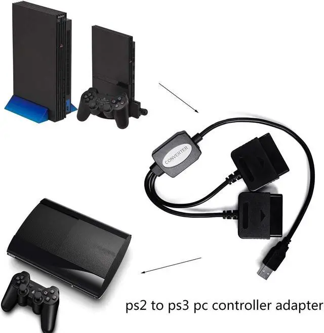 Alt view image 2 of 7 - 2 in 1 USB Adapter Converter Cable For Gaming Controller ForPS2 to For PS3 PC Video Gaming Converter Adapter Accessories