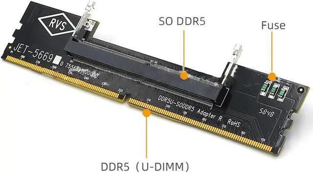 Alt view image 2 of 7 - DDR5 Memory Adapter Card for Convert 288Pin DDR5 U-DIMM Memory to 262Pin DDR5 SO-DIMM 6-layer Printed Circuit Board