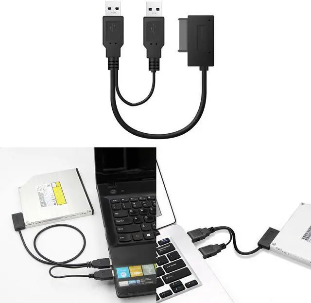 Alt view image 2 of 7 - SATA 7+6Pin to USB Cable Adapter USB2.0 SATA Adapter 13Pin Laptop Converter