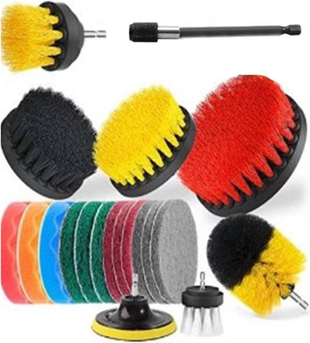 Electric Drill Brush Pad Kit All Purpose Cleaner Auto Tire Cleaning Tool  for Bathroom Kitchen Scrubber Brushes 20pcs/set 