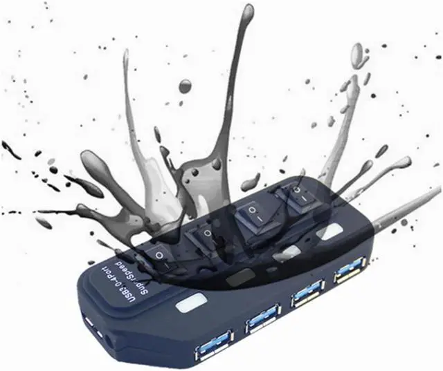 Alt view image 2 of 6 - USB Splitter Expander with Independent On Off Switch for Laptop PC Computer USB 3.0 Hub Multi-interface Expansion
