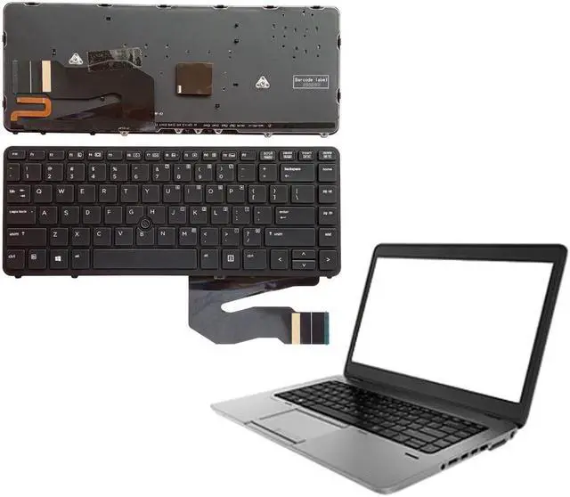 Alt view image 2 of 5 - For EliteBook 840 G1 G2 850 G1 G2 US Keyboard Backlit Black Color US English Keyboard with Frame Replacement Part