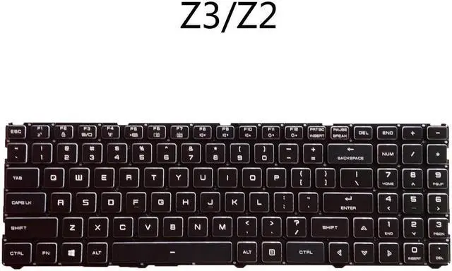 Alt view image 5 of 7 - For Machinenike Z3 Z2 G65T AirPLUS 7000 Laptop US Keyboard Backlit White Letter Black Frame English Keyboard Replacement