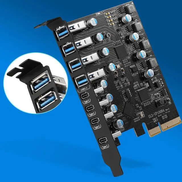 Alt view image 6 of 7 - 8-Port PCIe to USB3.2 Card Expansion 20Gbps 8 Ports USB3.1 Type-C x 4 & USB3.1 TypeA x4 PCIE Splitter Adapter Card