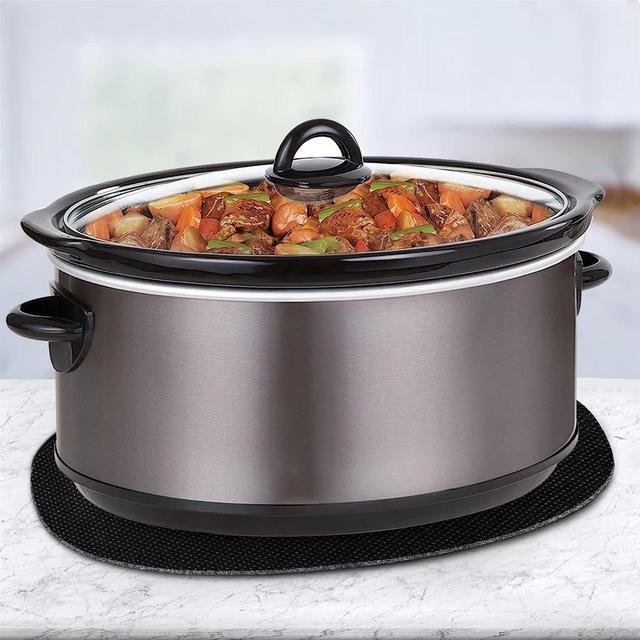 Slow Cooker Heat-Resistant Mat for 6-8 Quart Compatible-with Crock-Pot and  so on Oval-Slow Cooker Heat-Resistant Pad 