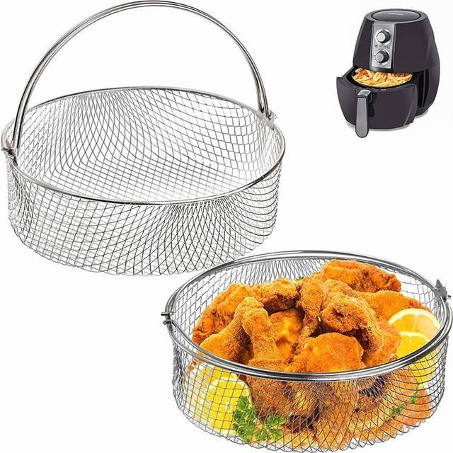 Air Fryer Basket, Steamer Basket, 304 Stainless Steel Mesh Basket for Air  Fryer, Air Fryer Accessory 8 inch Basket with Handle