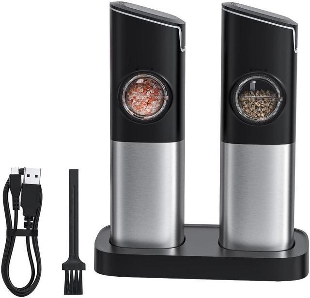 Electric Salt And Pepper Grinder Set Base Charging Stainless Steel USB  Rechargeable Automatic Pepper Mill Salt