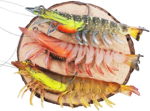 3Pcs Luminous Fishing Jigs Shrimp Prawn Lures Fish Baits Mixed Color  Artificial 