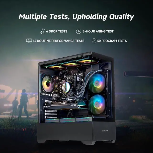 Alt view image 4 of 7 - VTG Gaming PC Desktop Ryzen5 9600X , Radeon RX 7700 XT 12G , 32GB DDR5 1TB SSD NVMe , , 850W GOLD PSU, Wi-Fi, 240MM AIO liquid cooler,Windows 11 Home 64-bit,gaming pc