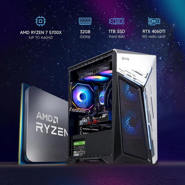 VTG Gaming Desktop PC , Ryzen7 5700X, NVIDIA RTX4060Ti VTG Gaming Desktop PC , Ryzen7 5700X, NVIDIA RTX4060Ti
