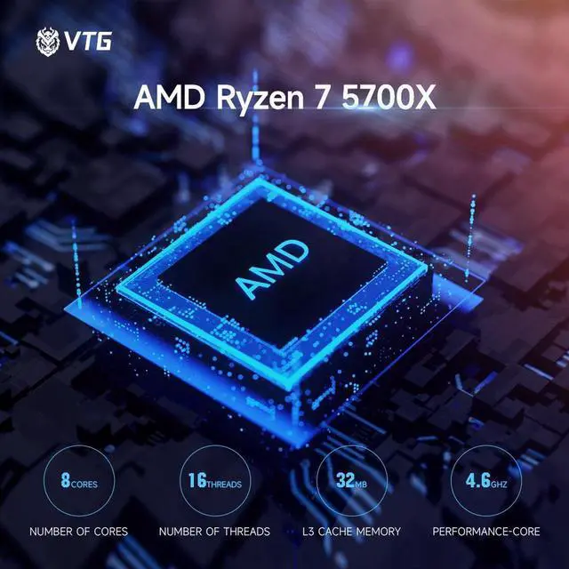 Alt view image 2 of 7 - VTG Gaming PC Ryzen7 5700X , NVIDIA RTX4060 , 32GB DDR4 , 1TB SSD NVMe , 240 Liquid Cooler ,650W PSU, Wi-Fi, Windows 11 Home 64-bit, prebuilt gaming desktop