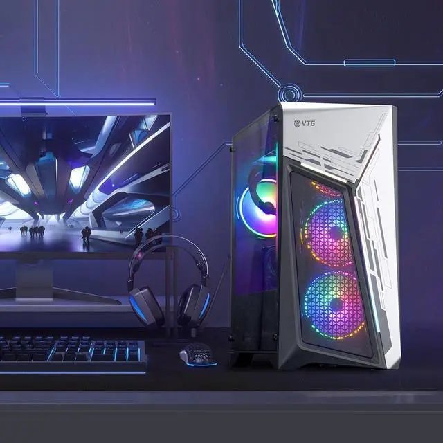 Alt view image 4 of 7 - VTG Gaming PC Ryzen7 5700X , NVIDIA RTX4060 , 32GB DDR4 , 1TB SSD NVMe , 240 Liquid Cooler ,650W PSU, Wi-Fi, Windows 11 Home 64-bit, prebuilt gaming desktop