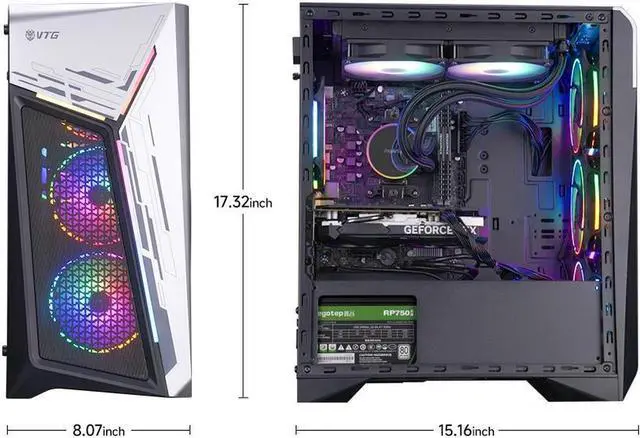Alt view image 6 of 7 - VTG Gaming PC Ryzen7 5700X , NVIDIA RTX4060 , 32GB DDR4 , 1TB SSD NVMe , 240 Liquid Cooler ,650W PSU, Wi-Fi, Windows 11 Home 64-bit, prebuilt gaming desktop