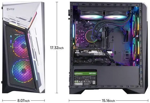 Alt view image 4 of 5 - VTG Gaming Desktop PC , Ryzen7 5700X, NVIDIA RTX4060Ti , 32GB DDR4 1TB SSD NVMe ,  650W PSU, Wi-Fi, 240 Liquid Cooler , ARGB Fans , Windows 11 Home 64-bit , gaming pc